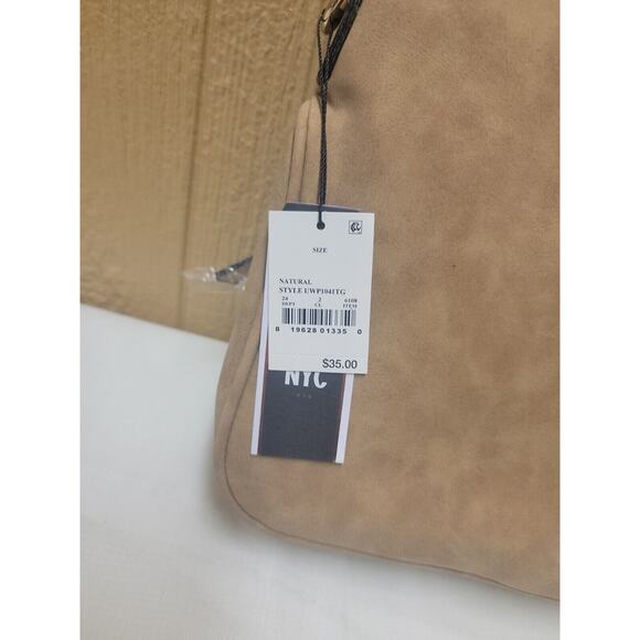 VR NYC Faux Suede Crossbody Bag Natural Envelope Flap Beige - Picture 7 of 10
